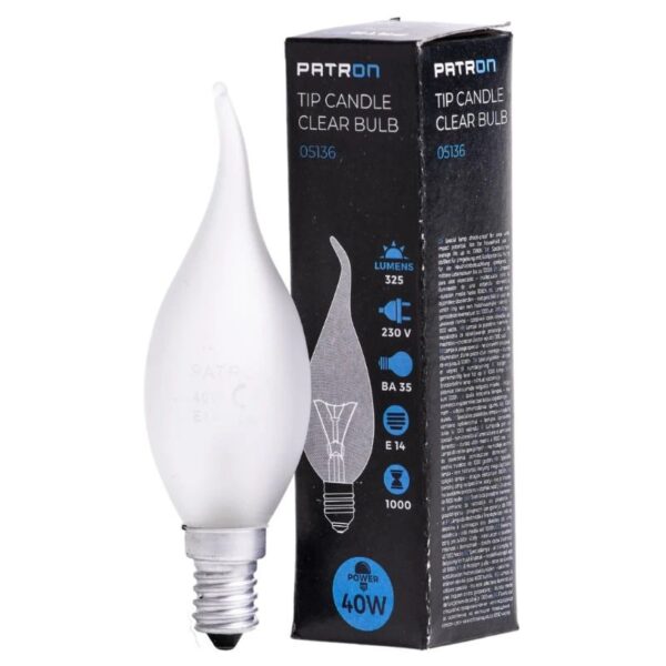 393665_mw_800_mh_800-2.jpg Patron Windstoot Gloeilamp E14 - 40W - Warm wit (2700K) - 325 lumen - 1 jaar - Dimbaar
