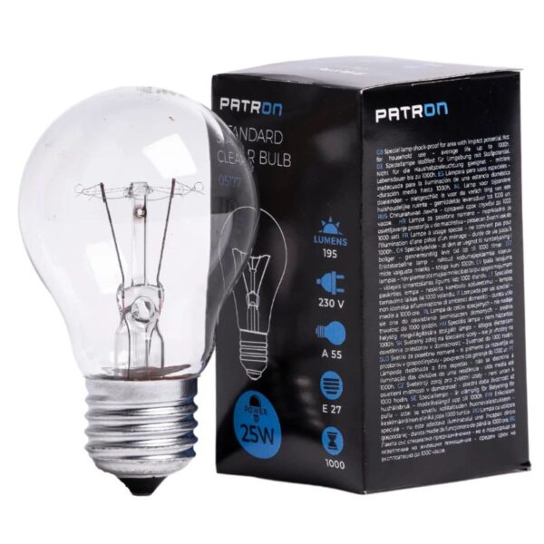 Patron Peer Gloeilamp E27 - 25W - Warm wit (2700K) - 195 lumen - 1 jaar - Dimbaar