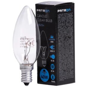 Patron E14 Kaars Gloeilamp | 40W 2700K 330Lm | Dimbaar