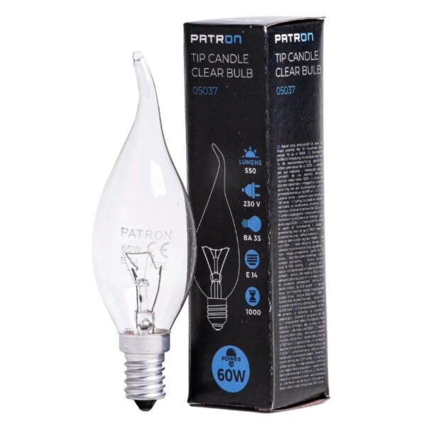 393801_mw_800_mh_800-1.jpg Patron E14 Tip Kaars Gloeilamp | 60W 2700K 550Lm | Dimbaar