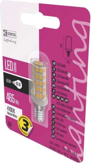 Emos Mini Led-lamp G9 - 4.5W - Warm wit licht (4000K) - - lumen - 10 jaar - Niet Dimbaar