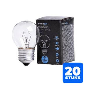 6153128641625-20x-patron-e27-kogel-gloeilamp-25w-2700k-170lm-dimbaar 20x Patron E27 Kogel Gloeilamp | 25W 2700K 170Lm | Dimbaar