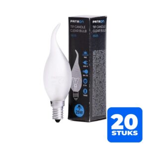 6153128734709-20x-patron-e14-tip-kaars-gloeilamp-25w-2700k-160lm-mat-dimbaar 20x Patron E14 Tip Kaars Gloeilamp | 25W 2700K 160Lm Mat | Dimbaar