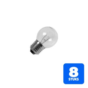 8x Schiefer E27 Kogel Gloeilamp | 25W 2700K 210lm 220V/240V | Dimbaar