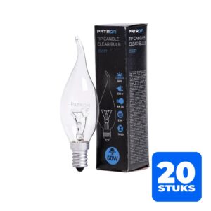 6153137493499-20x-patron-e14-tip-kaars-gloeilamp-60w-2700k-550lm-dimbaar 20x Patron E14 Tip Kaars Gloeilamp | 60W 2700K 550Lm | Dimbaar