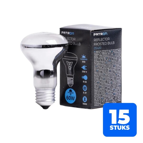6153142397393-15x-patron-e27-r63-reflector-gloeilamp-60w-2700k-mat-dimbaar 15x Patron E27 R63 Reflector Gloeilamp | 60W 2700K Mat | Dimbaar
