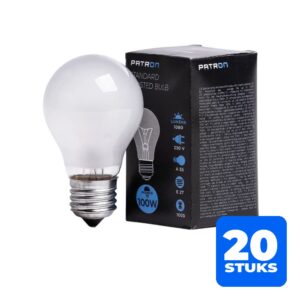 20x Patron E27 Gloeilamp | 100W 2700K 1080Lm Mat | Dimbaar