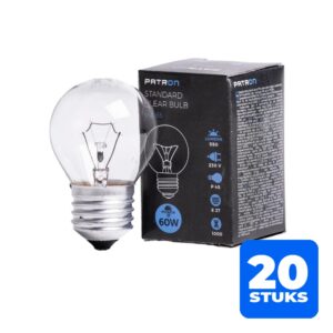 6153145850864-20x-patron-e27-kogel-gloeilamp-60w-2700k-550lm-dimbaar 20x Patron E27 Kogel Gloeilamp | 60W 2700K 550Lm | Dimbaar