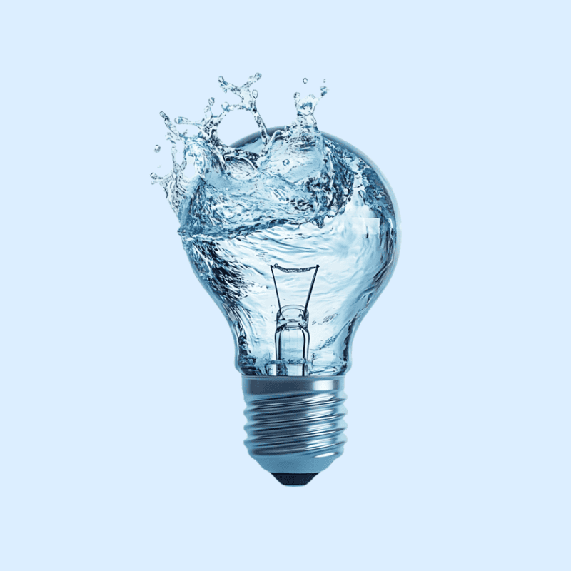 Waterdruppels op een lamp met label 'IP & Veiligheid'.
