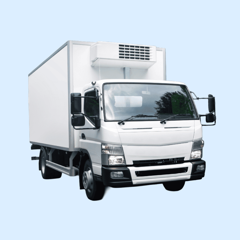 Vrachtwagen als symbool voor levering, label 'Bestellen, Verzending & Retouren'.