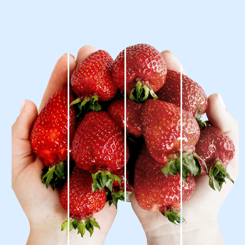 Rode aardbeien illustreren het effect van hoge CRI op kleurweergave.