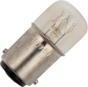 14491_mw_800_mh_800_9.jpg Schiefer Buis eenkneeps (eenzijdige voeding) Gloeilamp BA15D - 5W - 110V - Zeer warm wit (2500K) - 1 jaar - Dimbaar