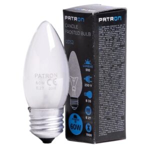 Patron E27 Kaars Gloeilamp | 60W 2700K 510Lm Mat | Dimbaar