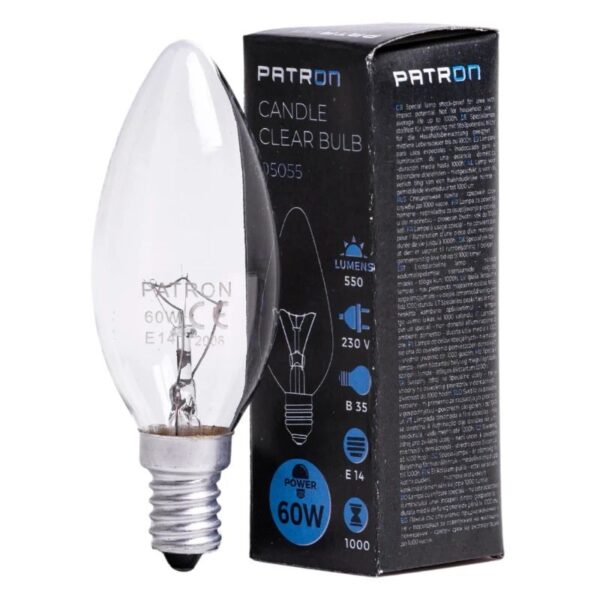 393681_mw_800_mh_800.jpg Patron Standaard Gloeilamp E14 - 60W - Warm wit (2700K) - 550 lumen - 1 jaar - Dimbaar