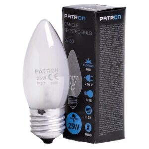 Patron E27 Kaars Gloeilamp | 25W 2700K 160Lm Mat | Dimbaar