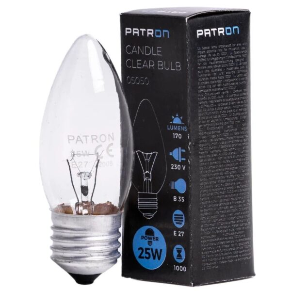 Patron Standaard Gloeilamp E27 - 25W - Warm wit (2700K) - 170 lumen - 1 jaar - Dimbaar