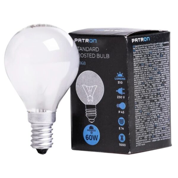 Patron Gloeilamp E14 - 60W - Warm wit (2700K) - 510 lumen - 1 jaar - Dimbaar