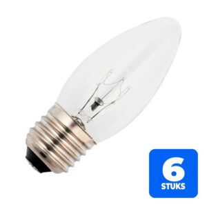 6x Schiefer E27 Kaars Gloeilamp | 40W 2700K 320lm 220V/240V | Dimbaar