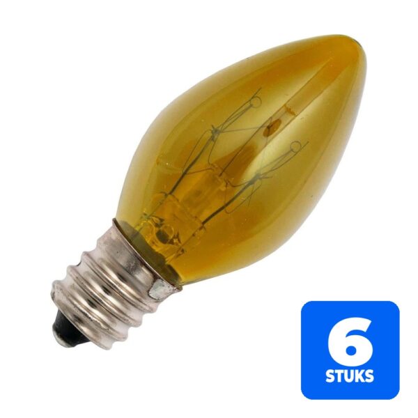 6156245989977-6x-schiefer-e12-kaars-gloeilamp-10w-geel-220v-240v-dimbaar 6x Schiefer E12 Kaars Gloeilamp | 10W Geel 220V/240V | Dimbaar