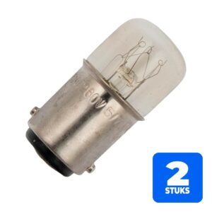 2x Schiefer BA15d Gloeilamp | 5W 110V 45mA 2500K | 16x35mm | 10 stuks