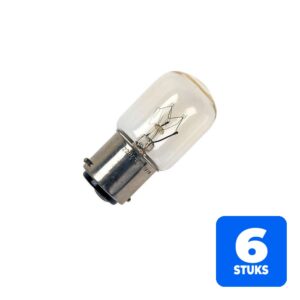 6x Schiefer Ba22d Buis Gloeilamp | 15W 2700K 90lm 220V | Dimbaar