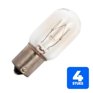6156247397398-4x-schiefer-ba15s-buis-gloeilamp-25w-2700k-190lm-220v-dimbaar 4x Schiefer BA15s Buis Gloeilamp | 25W 2700K 190lm 220V | Dimbaar