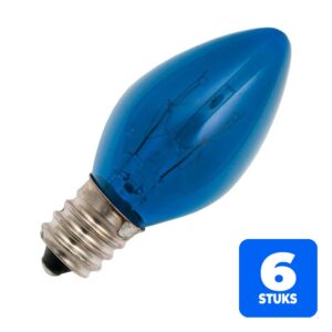 6x Schiefer E12 Kaars Gloeilamp | 10W Blauw 220V/240V | Dimbaar