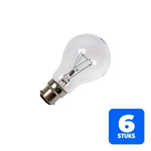 6x Schiefer Ba22d Gloeilamp | 15W 2700K 50lm 235V | Dimbaar