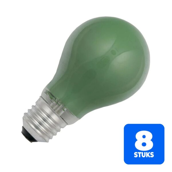 8x Schiefer E27 Gloeilamp | 15W Groen 230V | Dimbaar
