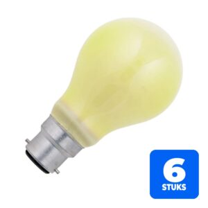6x Schiefer Ba22d Gloeilamp | 60W Geel 130lm 230V | Dimbaar