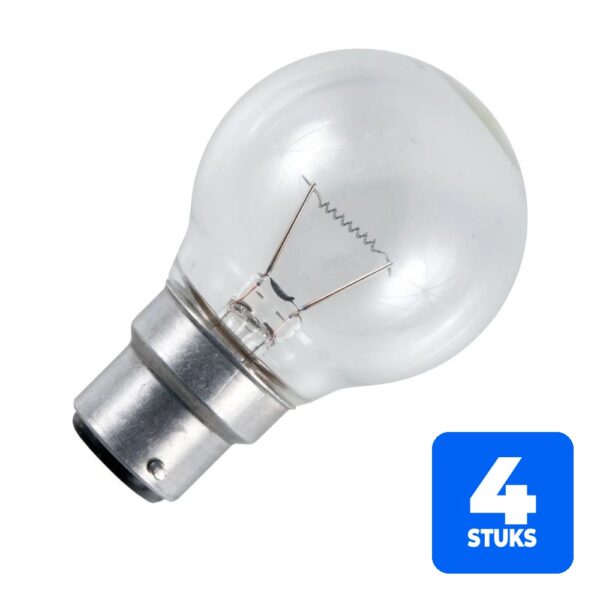 4x Schiefer Ba22d Globe Gloeilamp | 20W 2700K 220lm 36V Ø50mm | Dimbaar