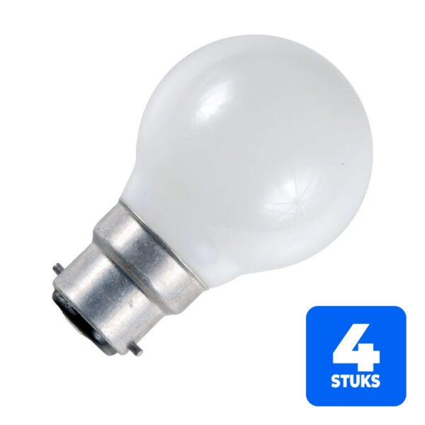 4x Schiefer Ba22d Globe Gloeilamp | 20W 2700K 220lm 28V Ø50mm | Opaal Dimbaar