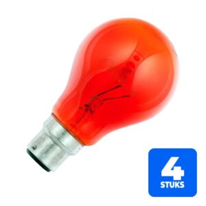 6156248993957-4x-schiefer-ba22d-gloeilamp-60w-rood-220lm-230v-dimbaar 4x Schiefer Ba22d Gloeilamp | 60W Rood 220lm 230V | Dimbaar