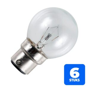 6x Schiefer Ba22d Kogel Gloeilamp | 40W 2700K 410lm 130V | Dimbaar