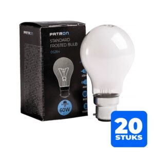 20x Patron B22d Gloeilamp | 60W 2700K 510Lm Mat | Dimbaar