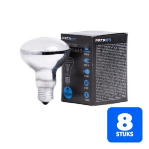 8x Patron E27 R63 Reflector Gloeilamp | 100W 2700K Mat | Dimbaar
