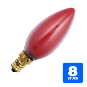 8x Schiefer E14 Kaars Gloeilamp | 25W Rood 100lm 230V | Dimbaar