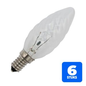 6x Schiefer E14 Gedraaide Kaars Gloeilamp | 40W 2700K 320lm 235V | Dimbaar