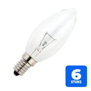 6x Schiefer E14 Kaars Gloeilamp | 40W 2700K 415lm 220V/240V | Dimbaar