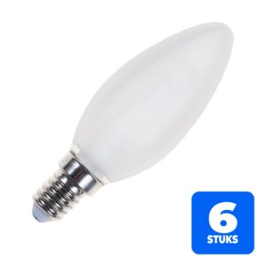 6x Schiefer E14 Kaars Gloeilamp | 15W 2700K 105lm 220V/240V Mat | Dimbaar