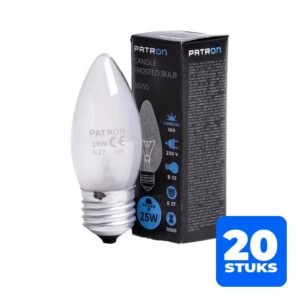 6156254583586-20x-patron-e27-kaars-gloeilamp-25w-2700k-160lm-mat-dimbaar 20x Patron E27 Kaars Gloeilamp | 25W 2700K 160Lm Mat | Dimbaar