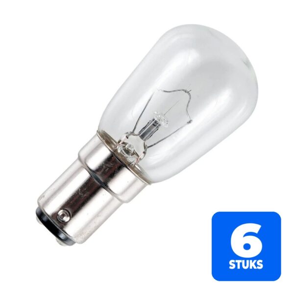 6x Schiefer BA15d Buis Gloeilamp | 25W 2700K 220lm 24V | Dimbaar