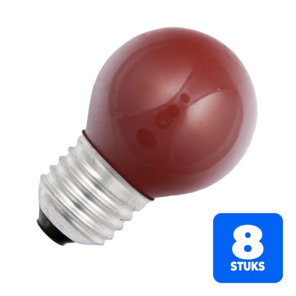 8x Schiefer E27 Kogel Gloeilamp | 15W Rood 220V/240V | Dimbaar