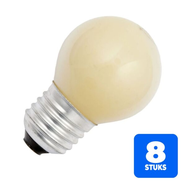 8x Schiefer E27 Kogel Gloeilamp | 15W Geel 220V/240V | Dimbaar