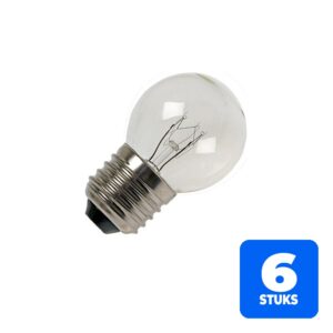 6x Schiefer E27 Kogel Gloeilamp | 15W 2700K 100lm 260V | Dimbaar