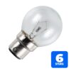 6x Schiefer Ba22d Kogel Gloeilamp | 15W 2700K 125lm 24V | Dimbaar