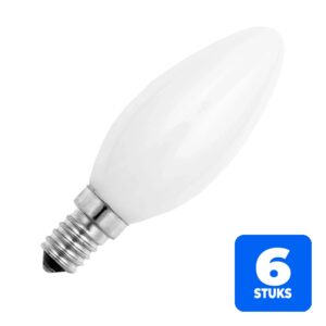 6x Schiefer E14 Kaars Gloeilamp | 60W 2700K 575lm 230V Opaal | Dimbaar