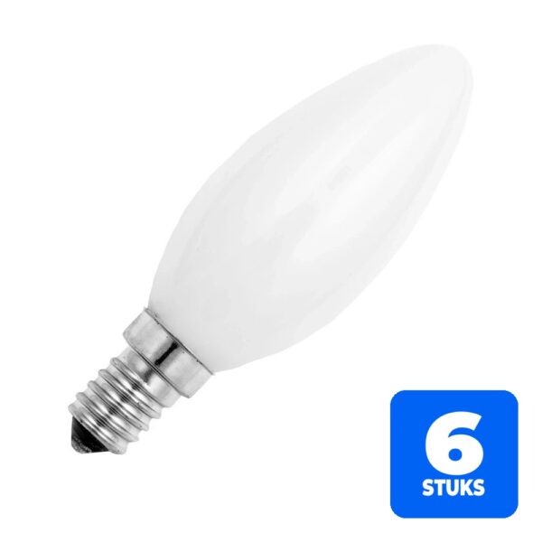 6x Schiefer E14 Kaars Gloeilamp | 60W 2700K 575lm 230V Opaal | Dimbaar