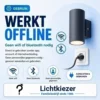 Verlichting zonder wifi of Bluetooth bedienen | Lichtkiezer Lamp en pictogrammen met uitleg over bediening zonder wifi, Bluetooth of account.