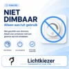 Niet-dimbare lampen | Lichtkiezer Infographic met dimmer en uitleg dat de lamp niet dimbaar is.